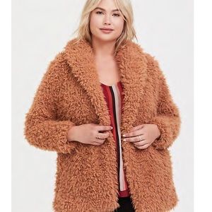 Torrid Carmel Faux Shearling Teddy Jacket